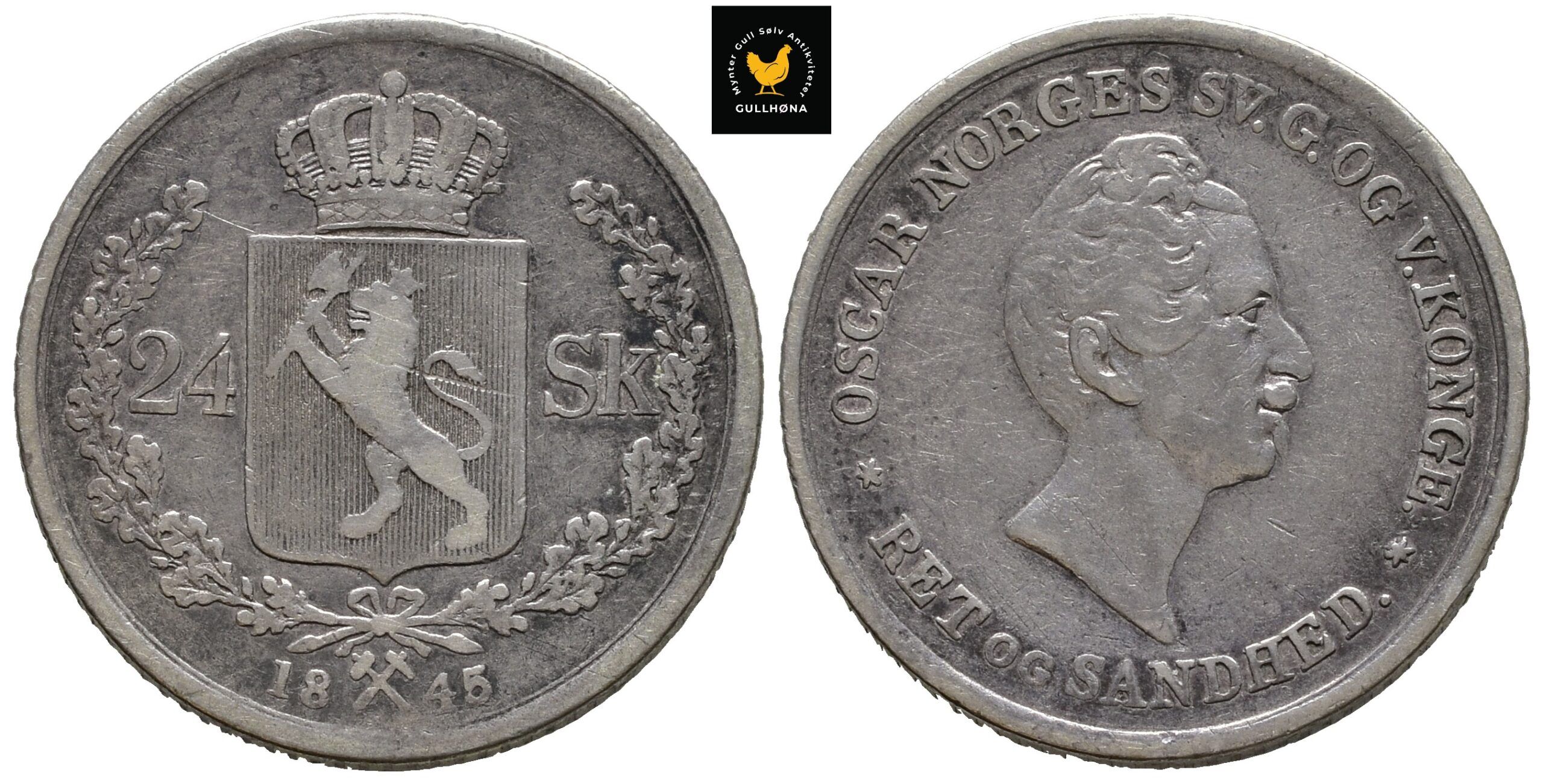 69252g00 1845 Norge 24 Skilling