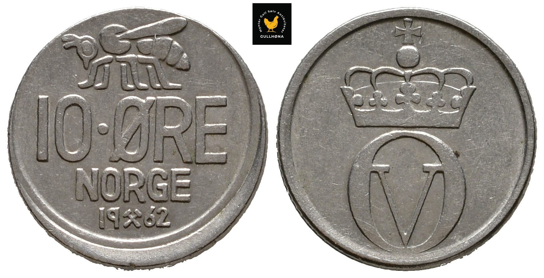 1962 Norge Variant 10 Øre Skålformet