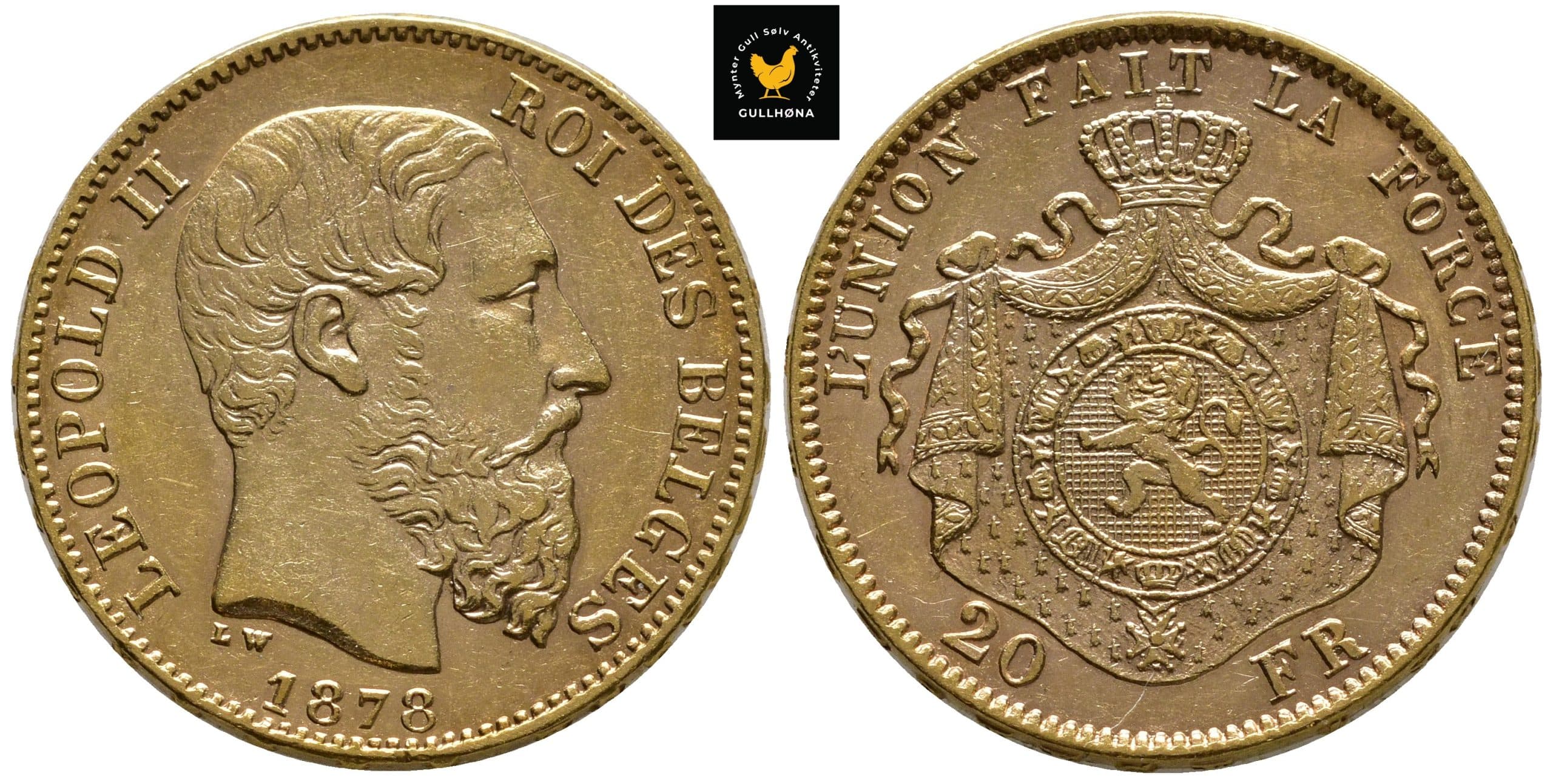 1878 Belgia 20 Francs Kv.01