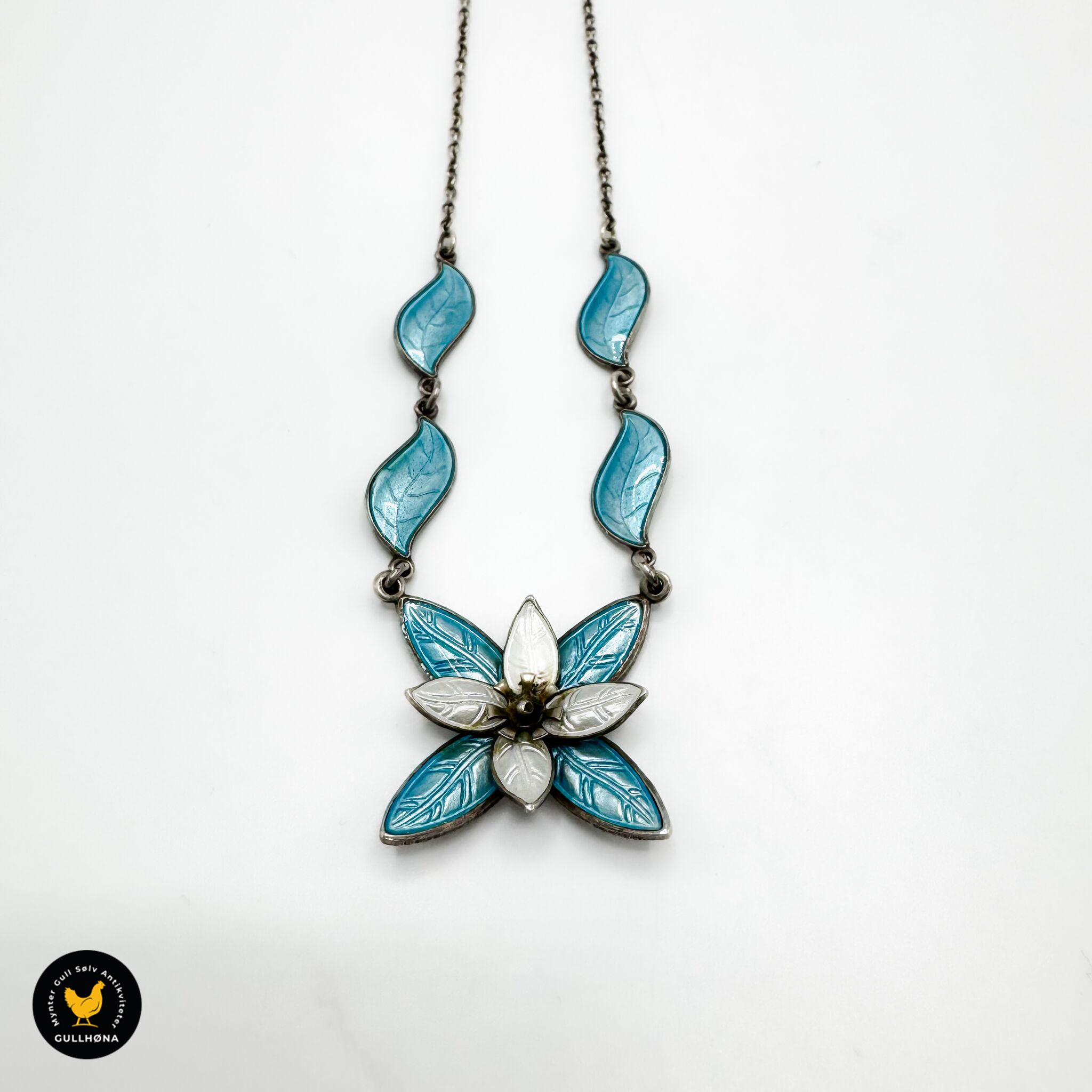 Aksel Holmsen sølv kjede med emalje