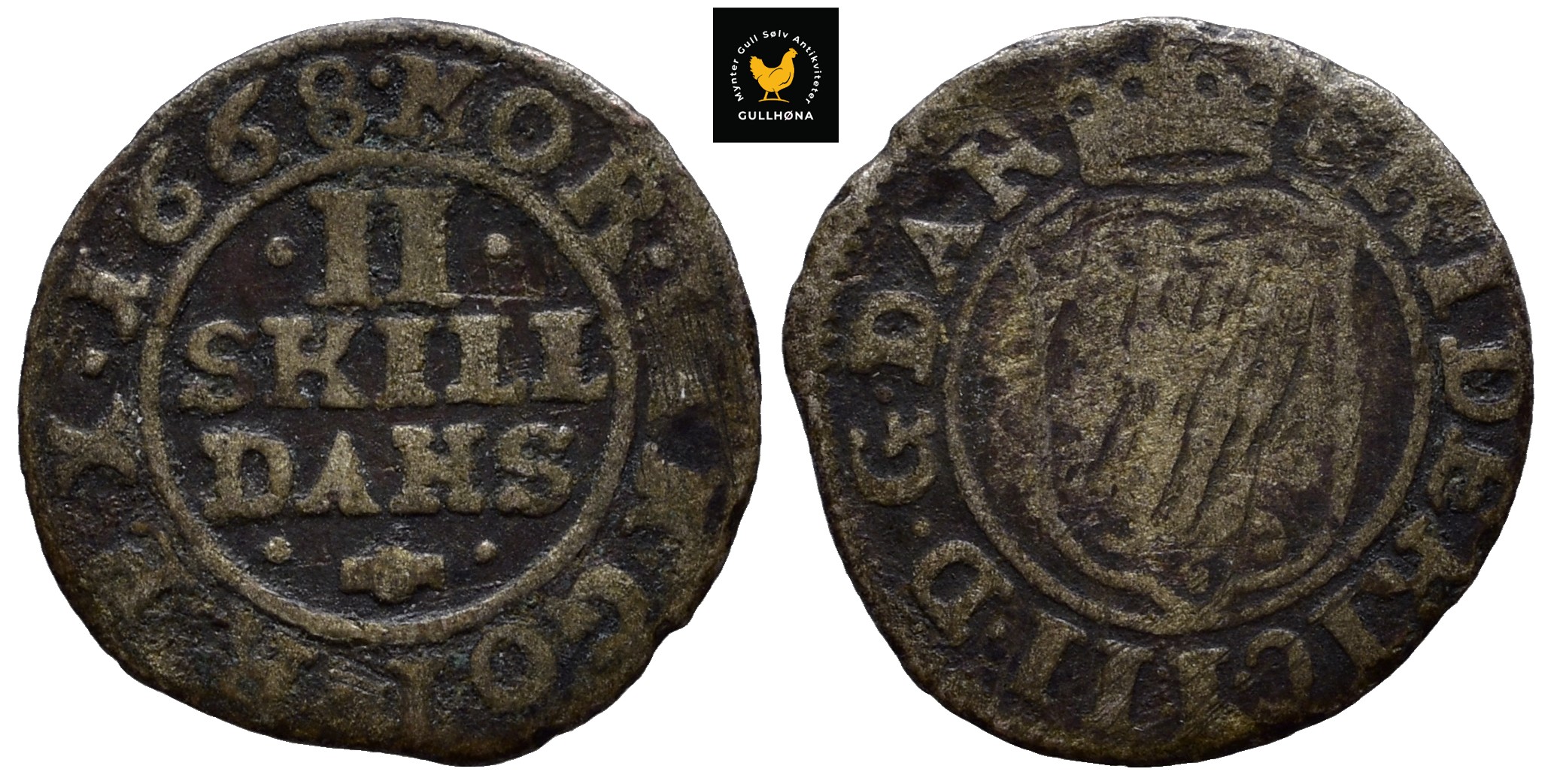 68908g00 1668 Danmark 2 Skilling