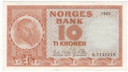 1963 Norge 10 Kroner Ø 11stk I Nummerserie