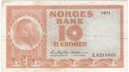 1971 Norge 10 Kroner Erstatningsseddel X