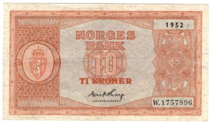 1952 Norge 10 Kroner W