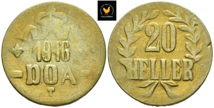 1916-T Tysk Øst-Afrika 20 Heller - Tabora Emergency Coinage