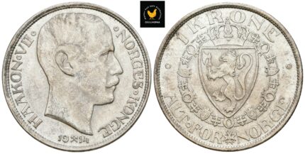 1914 Norge 1 Krone Haakon VII, 0/01