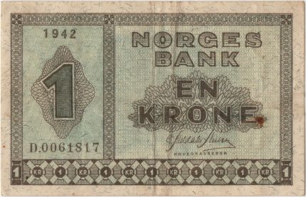 1942 Norge 1 Kroner D.0061817, 1, Flekk