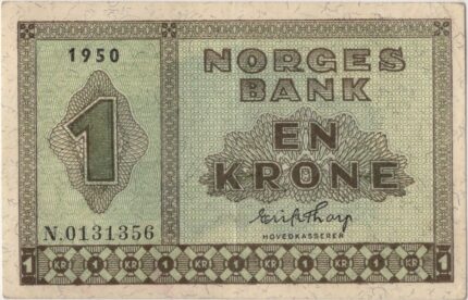 1950 Norge 1 Kroner N.0131356, 1+