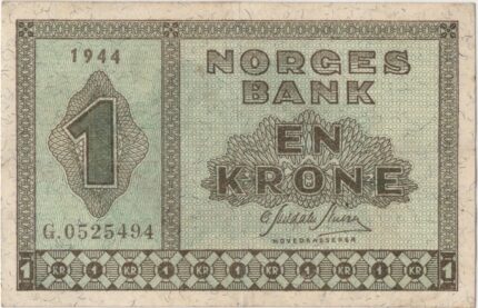 1944 Norge 1 Kroner G.0525494, 1+