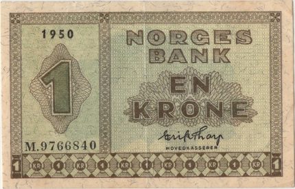 1950 Norge 1 Kroner M.9766840, 1+