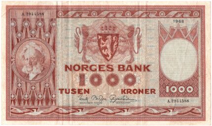 1968 Norge 1000 Kroner A.2944588, 1