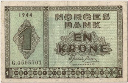 1944 Norge 1 Kroner G.4595701, 1
