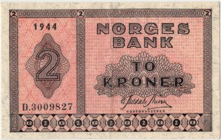 1944 Norge 2 Kroner D.3009827, 1+