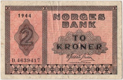 1944 Norge 2 Kroner D.4639417, 1