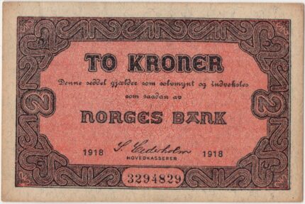 1918 Norge 2 Kroner, 3294829, 0/01, Falmet