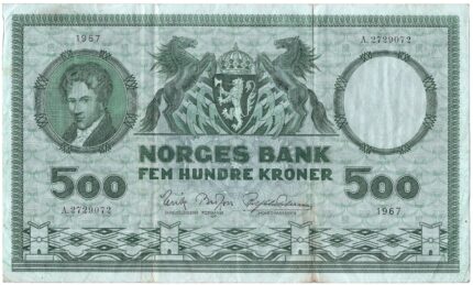 1967 Norge 500 Kroner A.2729072, 1, Skitten