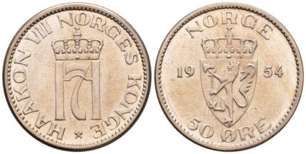 1954 Norge 50 Øre, 0/01