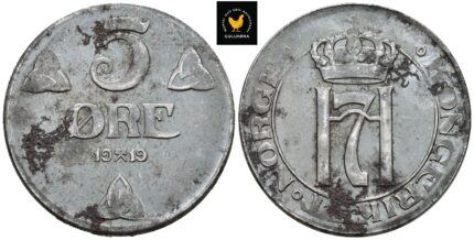 1919 Norge 5 Øre, 0/01, rust
