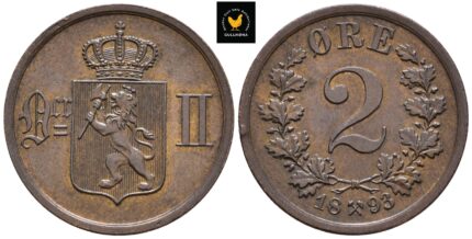 1893 Norge 2 Øre, 0/01, lite kanthakk