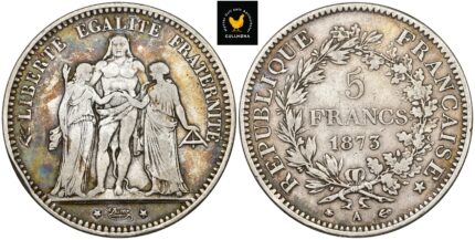 1873-A Frankrike 5 Francs - Herkules, 1, kanthakk