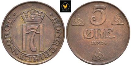 1908 Norge 5 Øre, 1+/01