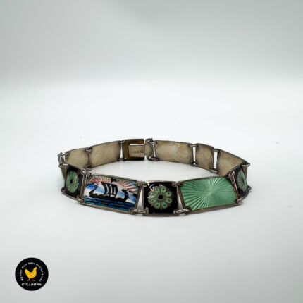 Armbånd i sølv med grønn emalje - David Andersen