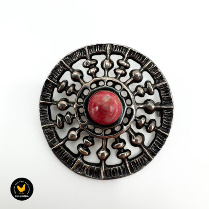 Brosje/anheng i sølv med thulitt- UNI David-Andersen