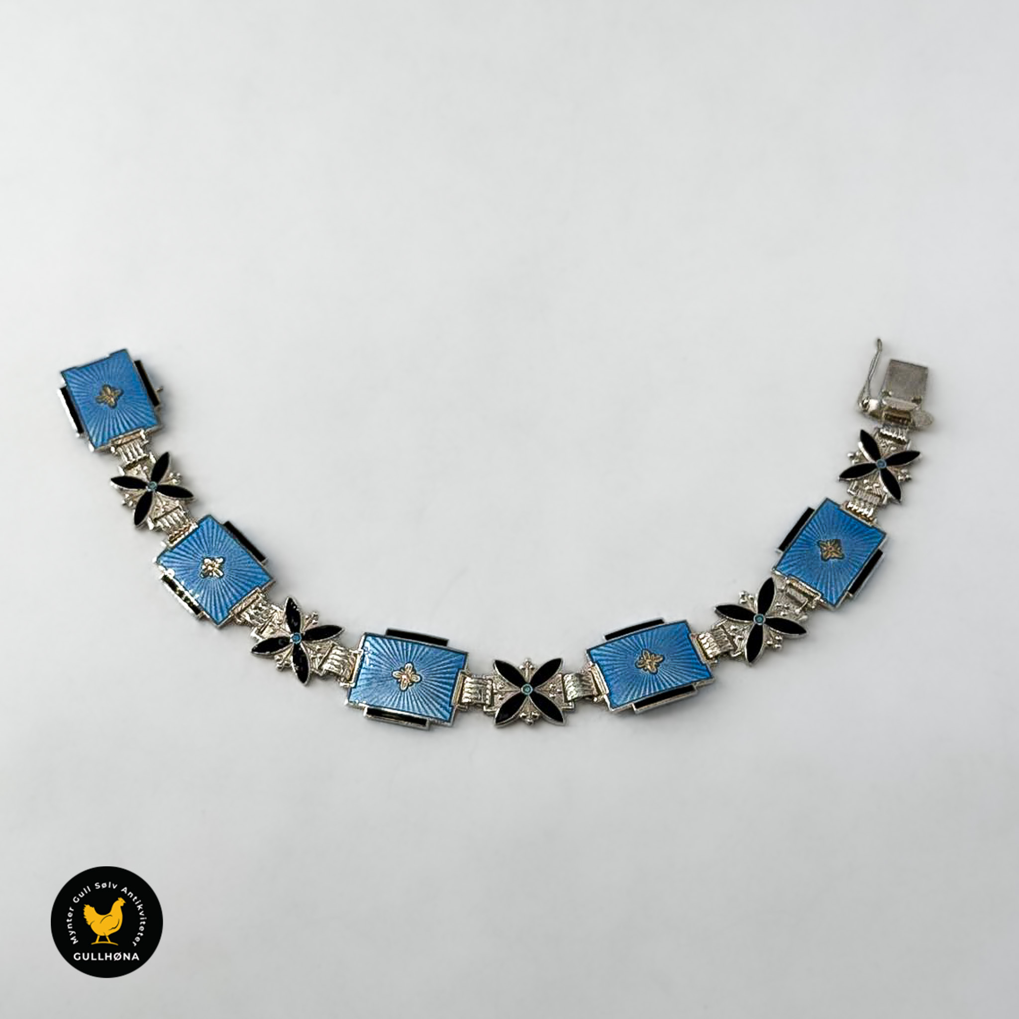 Emaljearmbånd i sølv blå AH 1-2