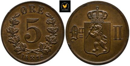 1878 Norge 5 Øre, 0/01 Kant Hakk