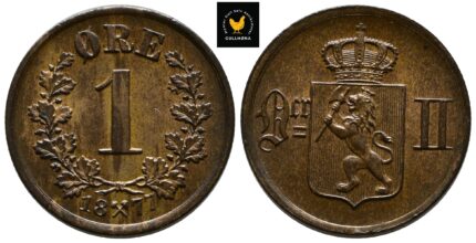 1877 Norge 1 Øre, 0, Ujevn Farge