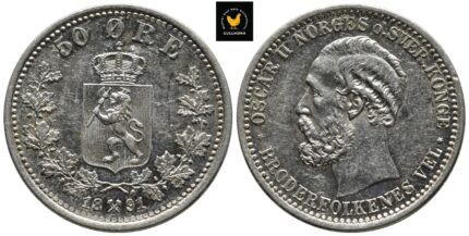 1891 Norge 50 Øre, 01, Renset
