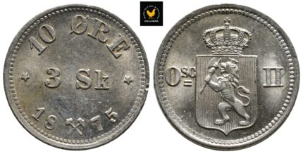 1875 Norge 10 Øre, 0/01, Kant Hakk