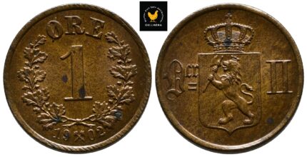 1902 Norge 1 Øre, 0, Flekker