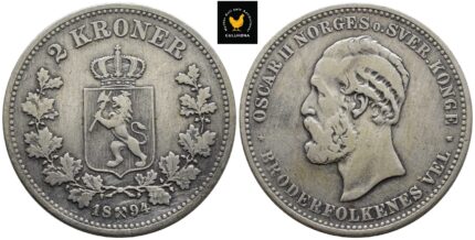 1894 Norge 2 Kroner, 1, Pusset