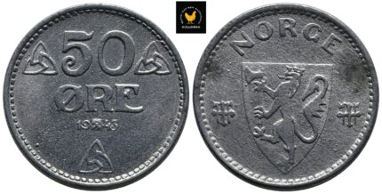 1943 Norge 50 Øre, 0/01, Flekker