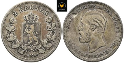 1894 Norge 2 Kroner, 1, Hakk