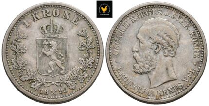 1898 Norge 1 Krone, 1+, Riper