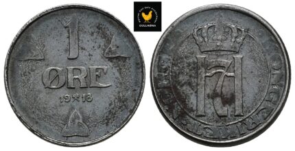 1918 Norge 1 Øre, 0, Svært Svart preg, Rust