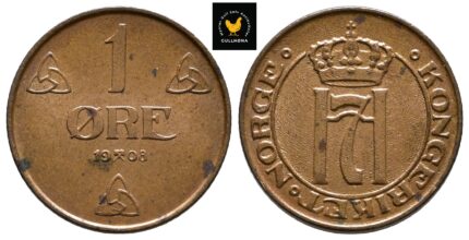 1908 Norge 1 Øre, 0, Flekker