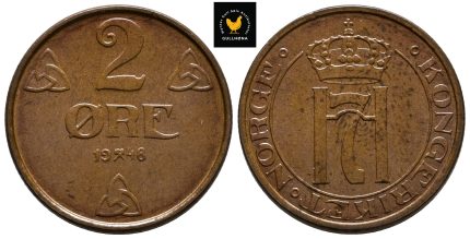 1948 Norge 2 Øre, 0, Små Flekker