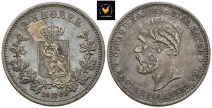 1902 Norge 2 Kroner, 1+/01, Mørk Patina