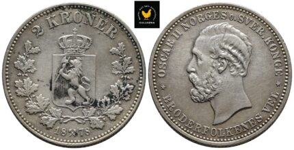 1878 Norge 2 Kroner, 1+, Renset