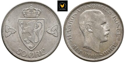 1916 Norge 50 Øre, 01, Svakt preget