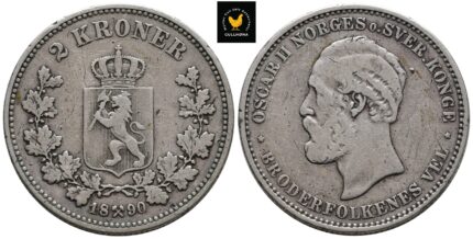 1890 Norge 2 Kroner, 1, Hakk