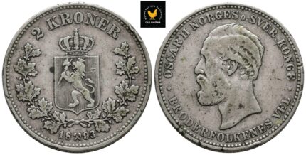 1893 Norge 2 Kroner, 1, Kant Hakk