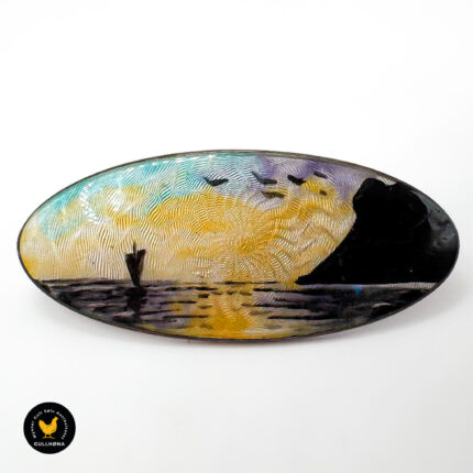 Flott Brosje i Sølv med Emalje - Gustav Gaudernack