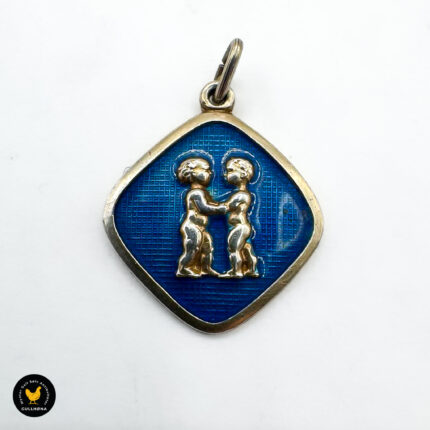 Anheng i sølv med emalje, Stjernetegn Tvillingene