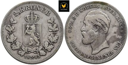 1893 Norge 2 Kroner, 1, Riper, Hakk
