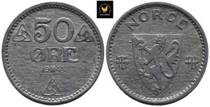 1943 Norge 50 Øre, 0/01, Flekk