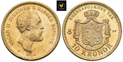 1874 Sverige 10 Kroner, 1+/01